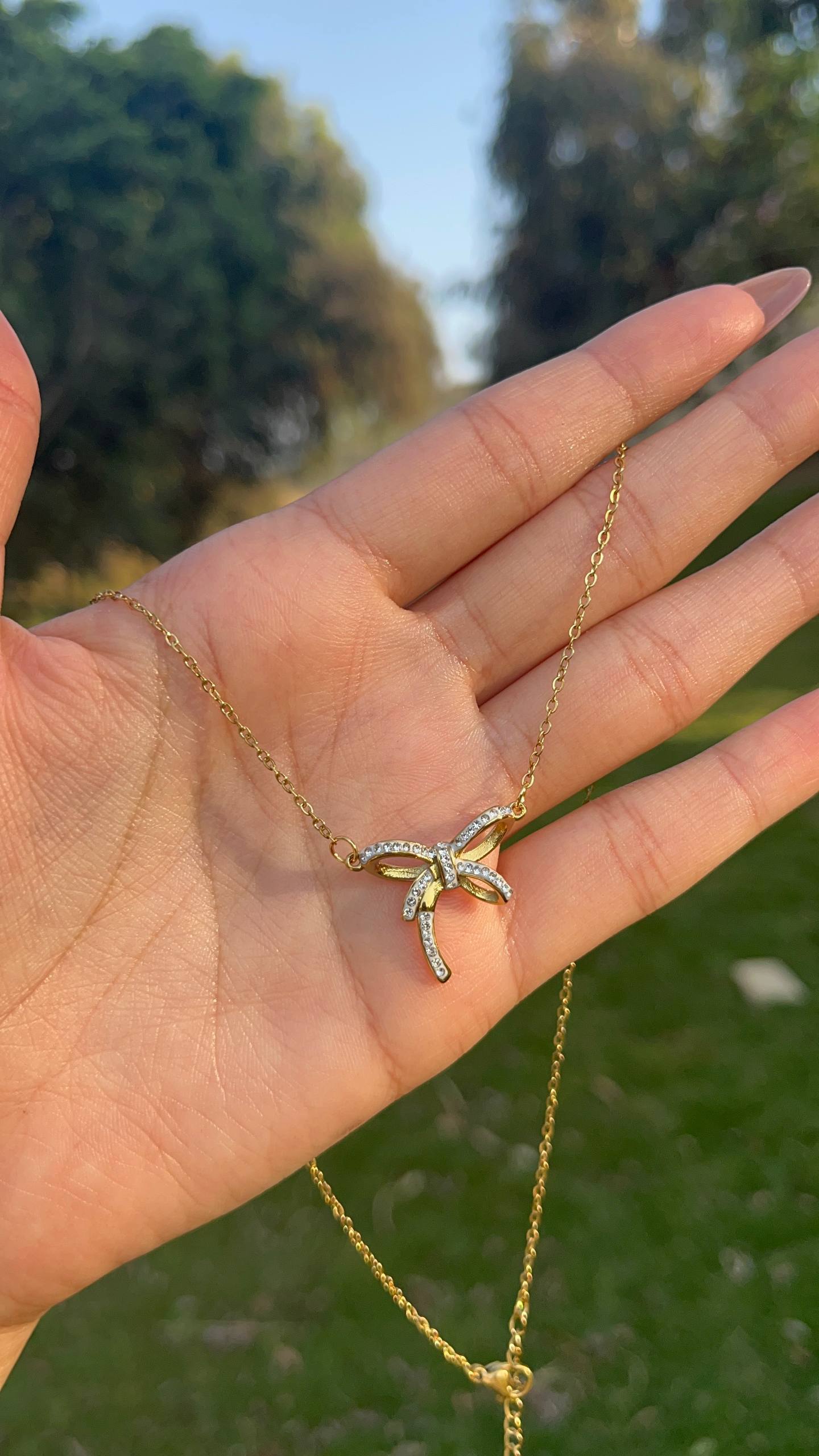 Velvet Bow Charm Necklace