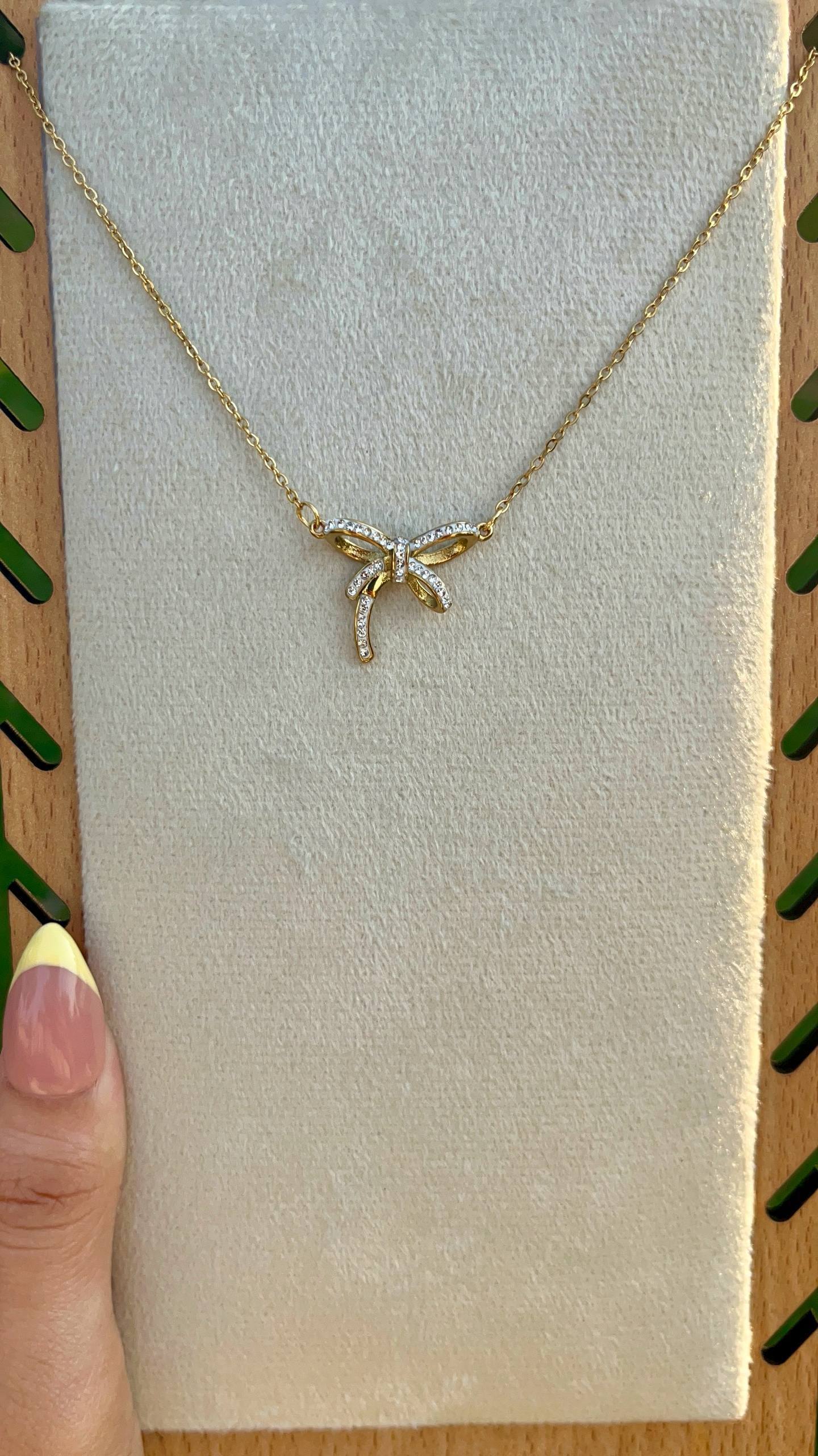 Velvet Bow Charm Necklace