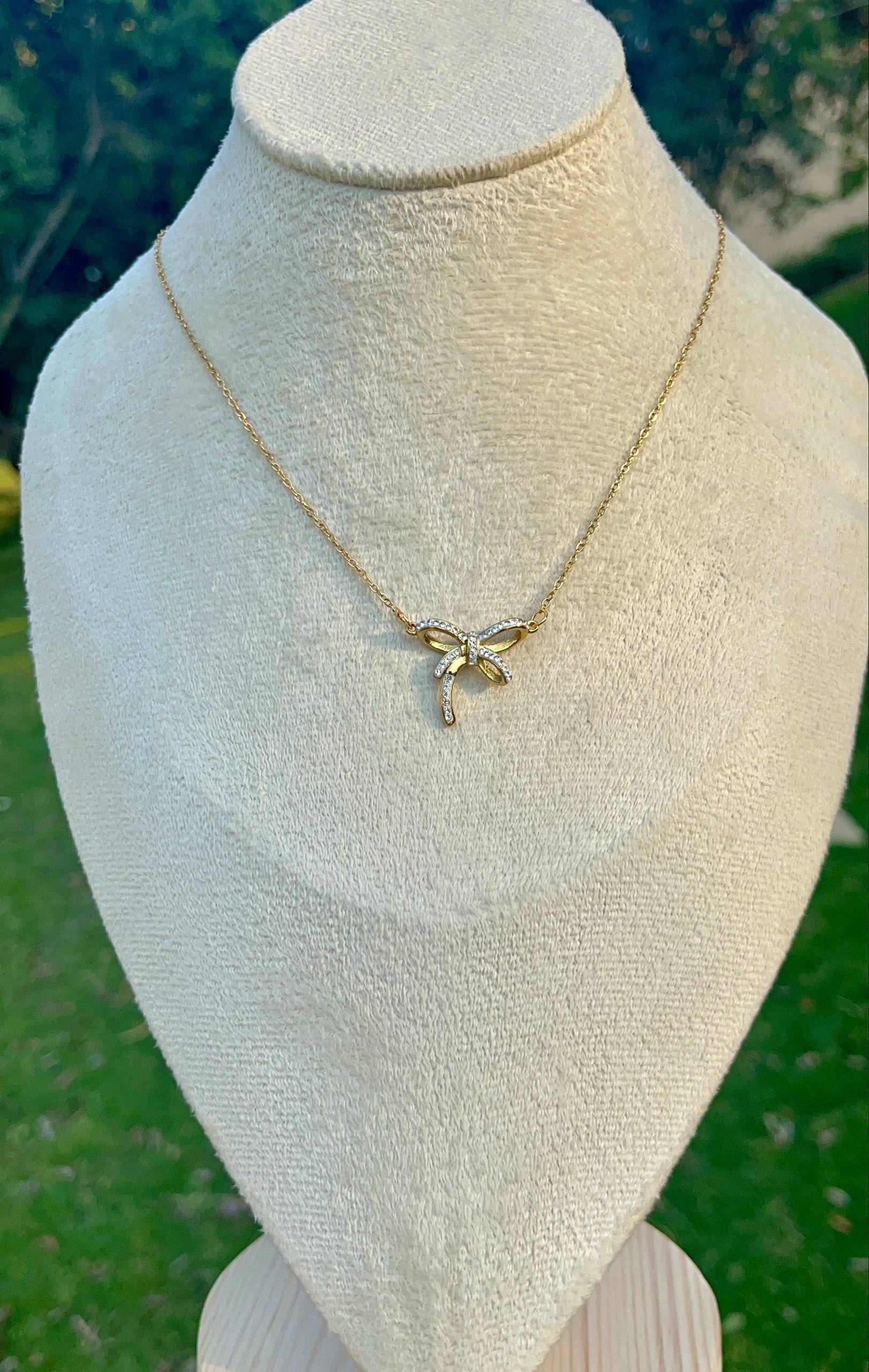 Velvet Bow Charm Necklace