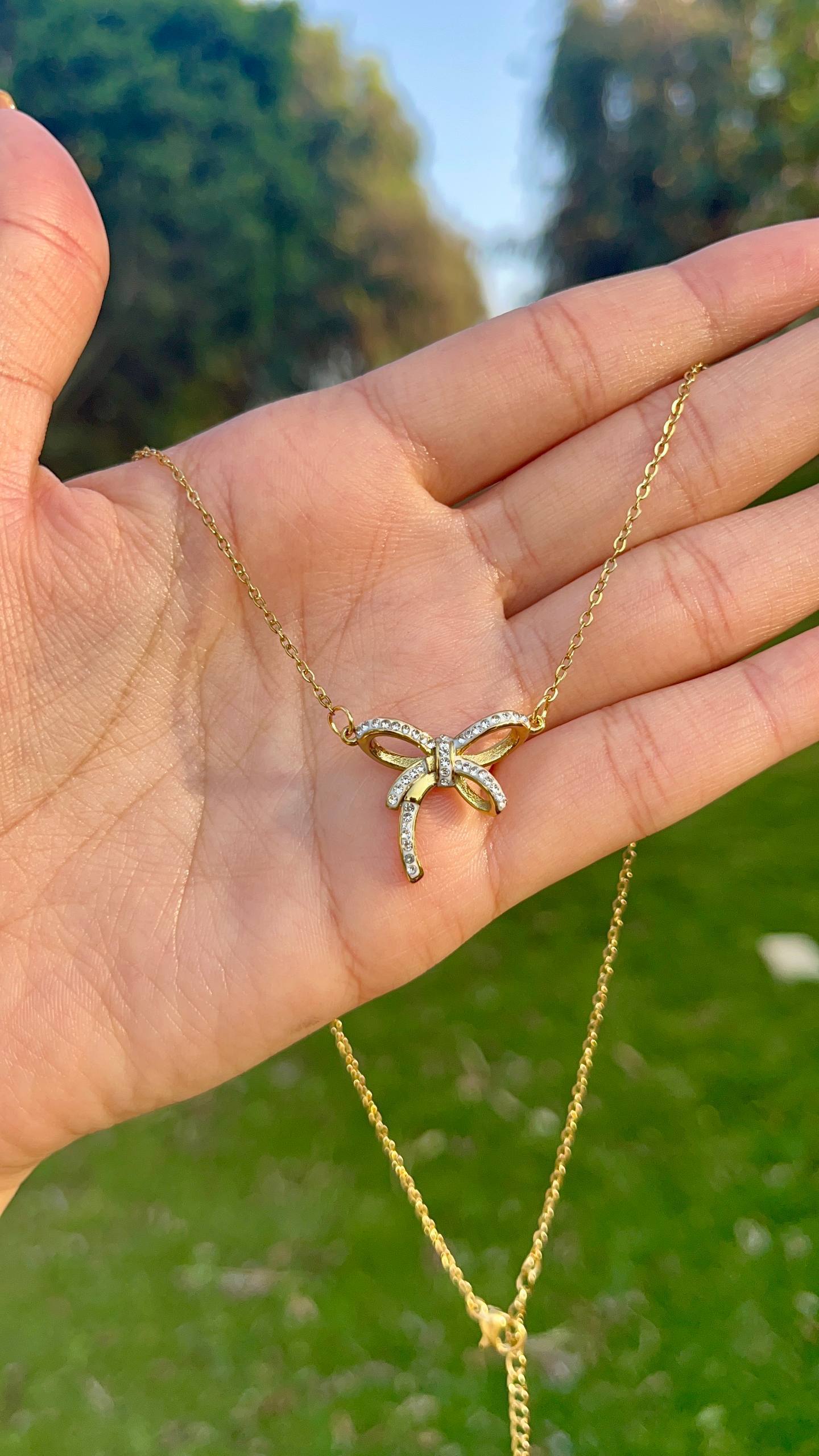 Velvet Bow Charm Necklace