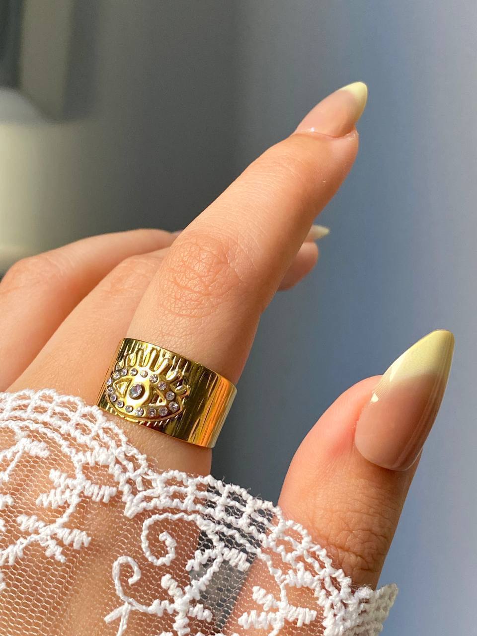 Golden Glow Evil Eye Ring