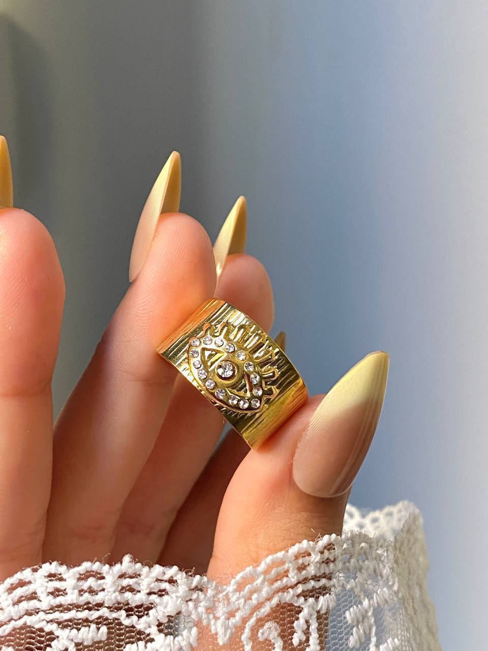 Golden Glow Evil Eye Ring