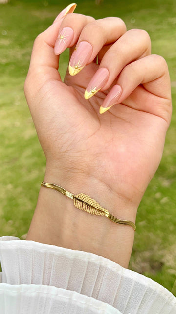 Golden Glow Feather Bracelet